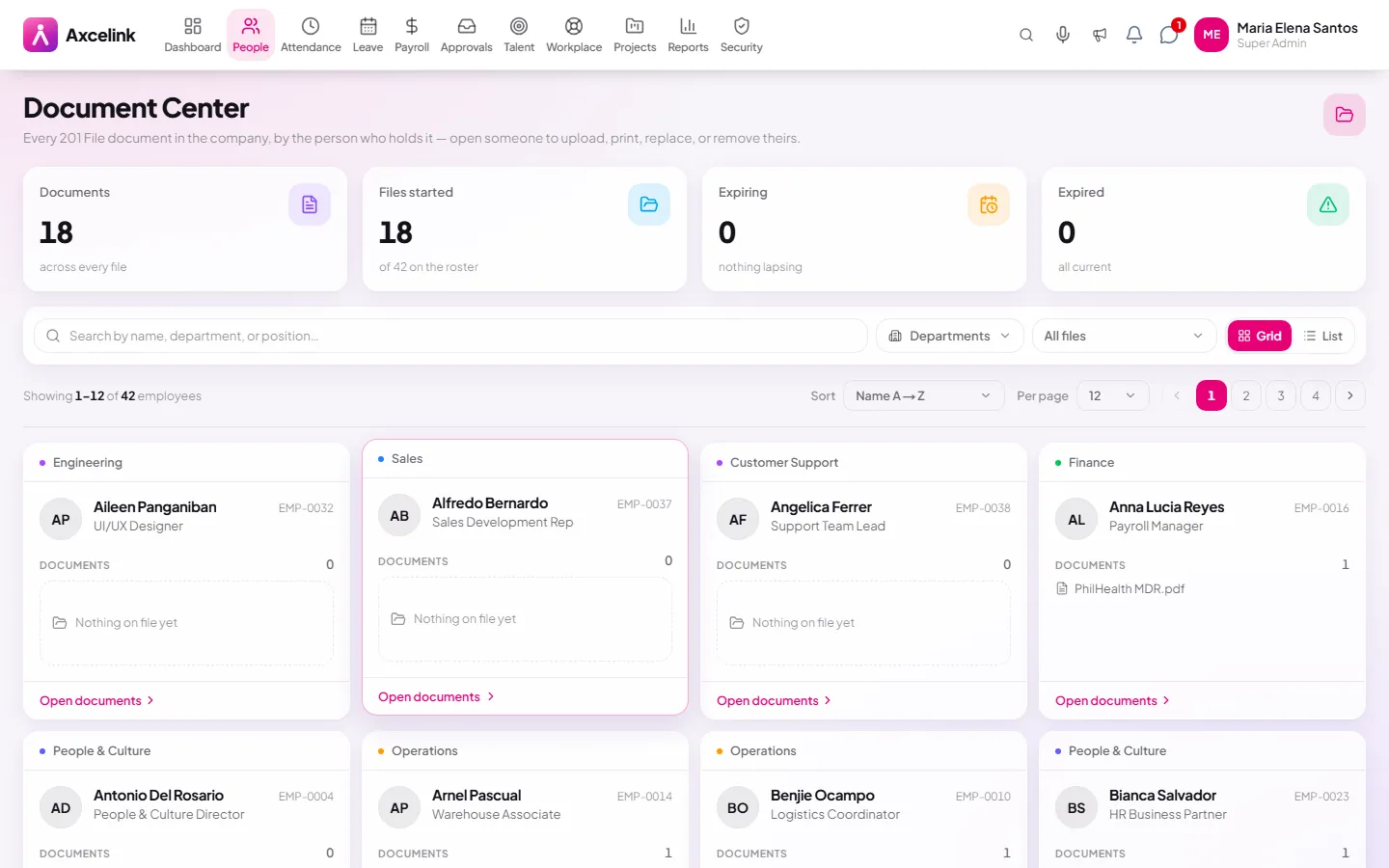 A certificate of employment generated from an employee's record.